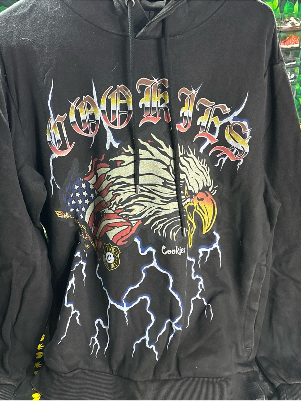 Cookies SF  Eagle Pullover Hoodie Washed Black Size Large